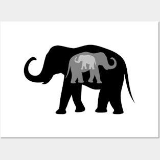 Black And Grey Elephants Art Posters and Art